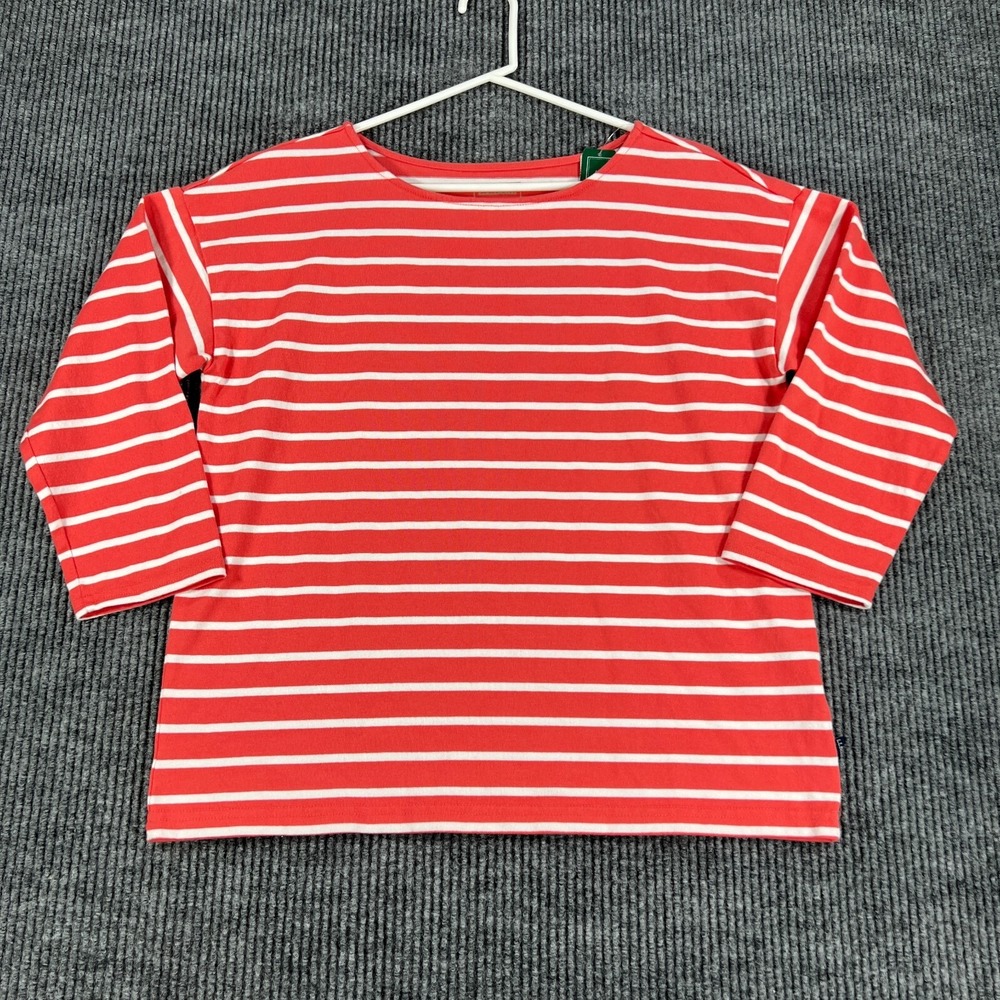 LL Bean Shirt Womens Small Regular Pink Striped 1/2 Sleeve Sweater Cotton New